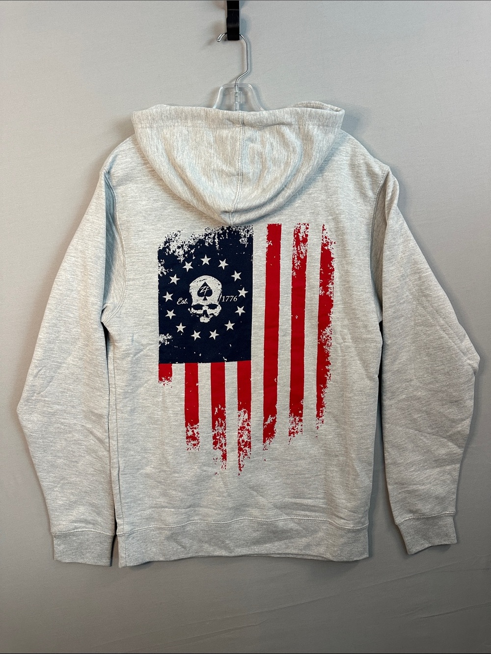 Zero Foxtrot Gray Pullover Hoodie with Flag Graphic